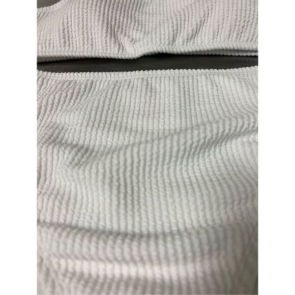 No Boundaries Juniors Textured High Rise Bikini Bottom and Top Set. White. New w - Picture 5 of 7